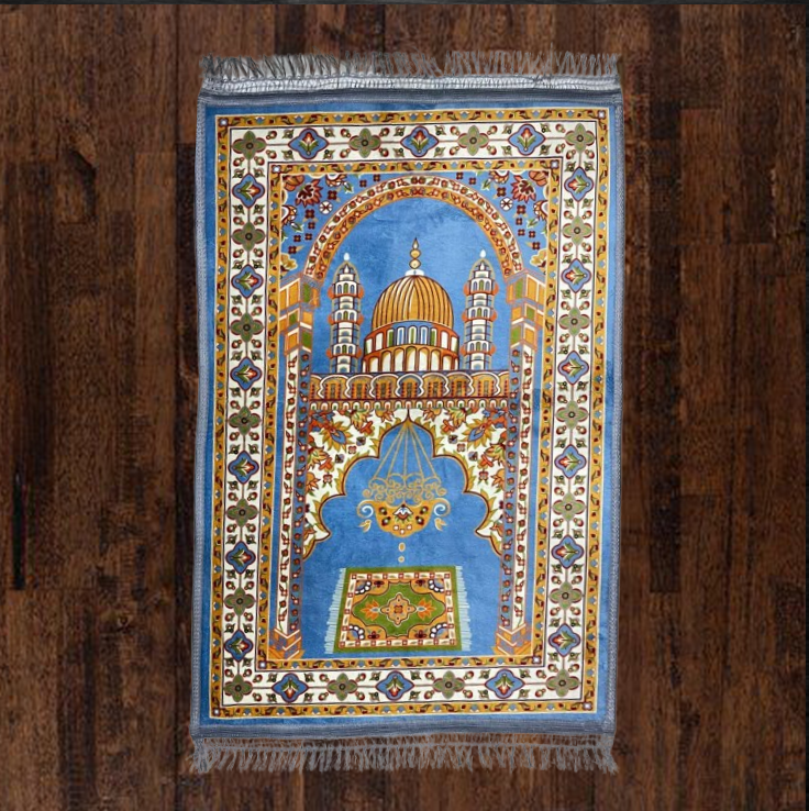 Luxurious Export-Quality Turkish Prayer Mat 🕌✨ (SKY BLUE)